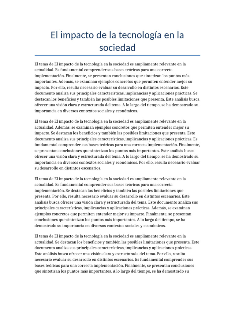 El Impacto de La Tecnología en La Sociedad | PDF
