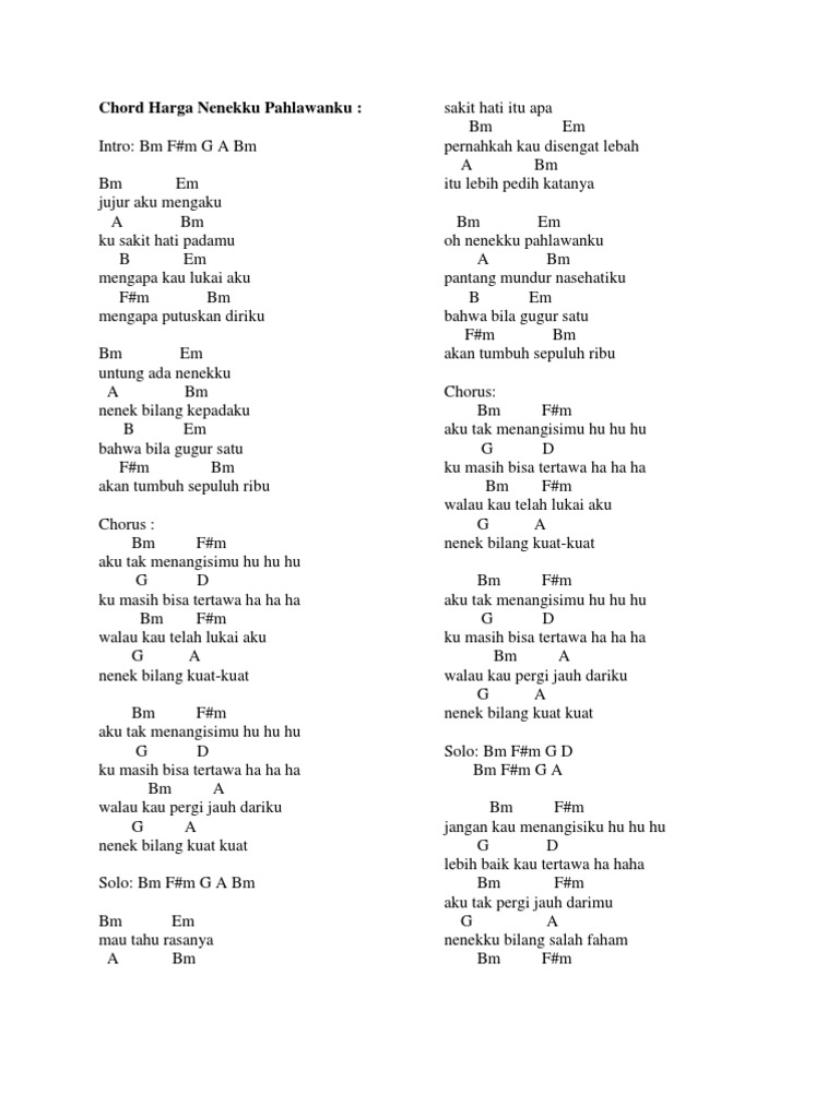 Chord Harga Nenekku Pahlawanku By Sava Savi Pdf