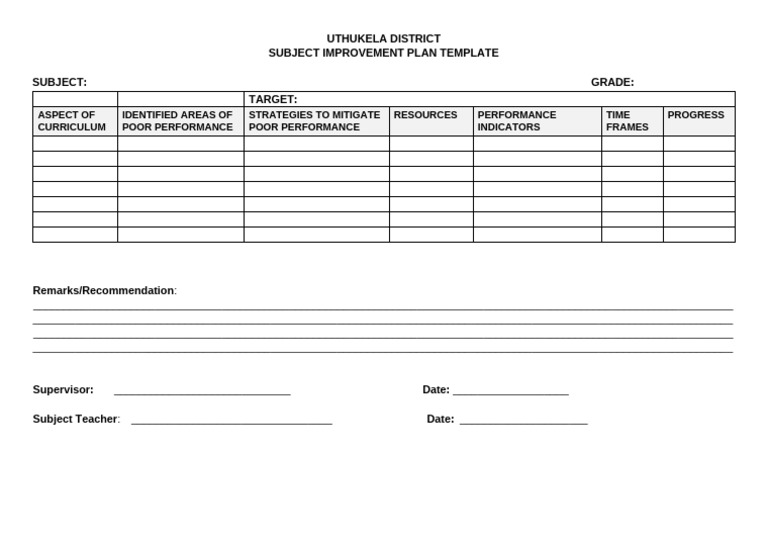 Subject Improvement Plan | PDF