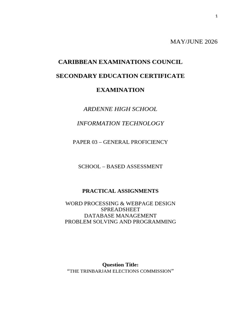 IT SBA 2026 Question Paper | PDF