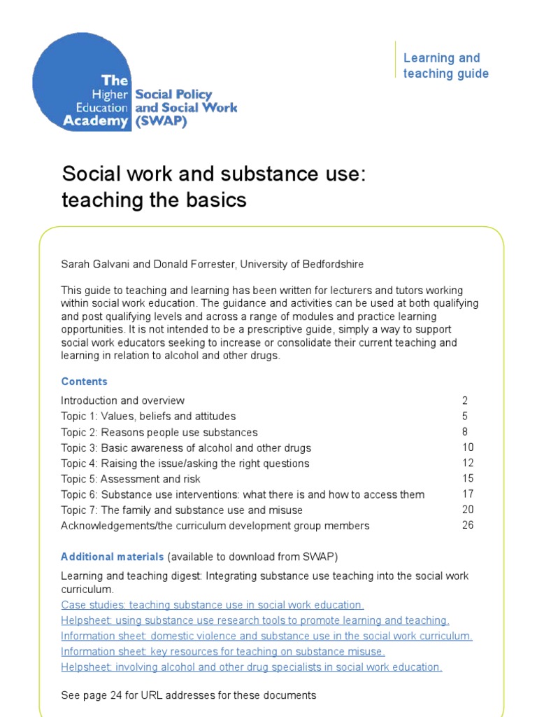 Teaching Substance Use in Social Work | PDF
