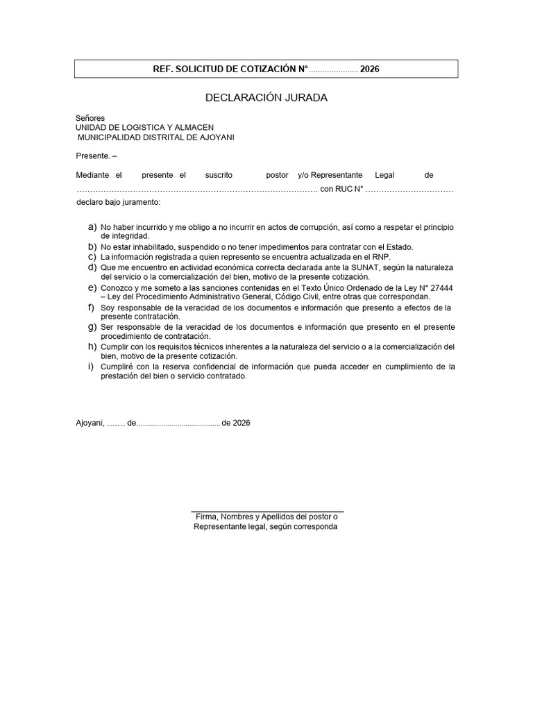 DECLARACION JURADA Ajoyani | PDF | Justicia | Crimen y violencia