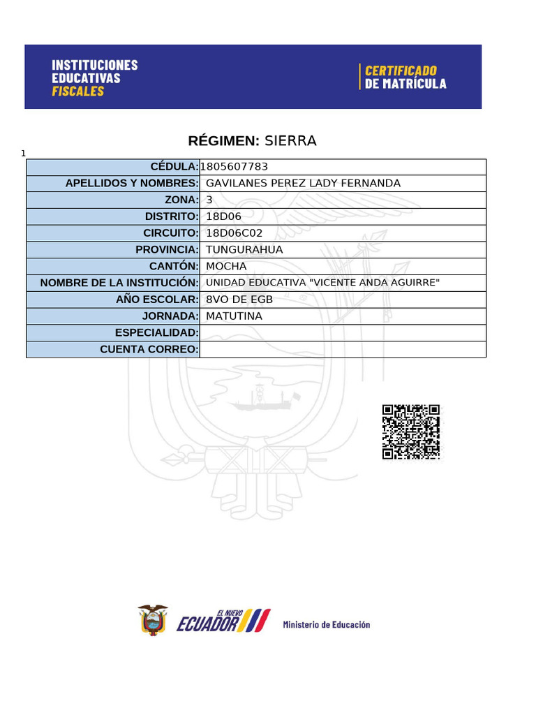 Modelo Matricula | PDF