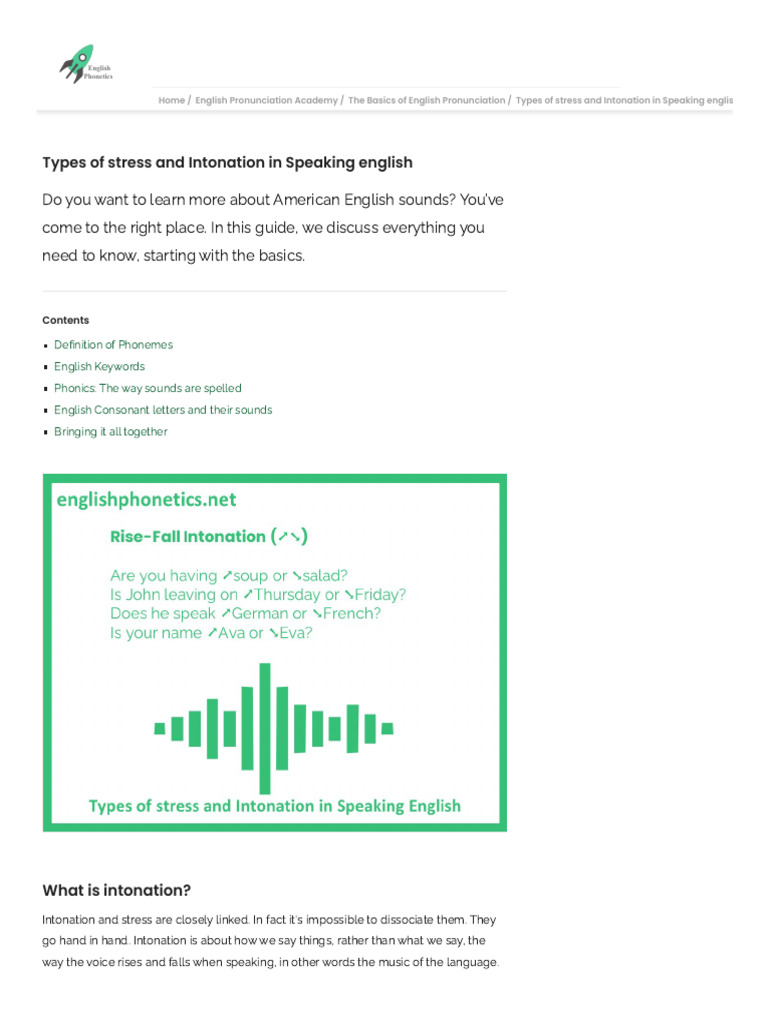 Types of Stress and Intonation in Speaking English | PDF