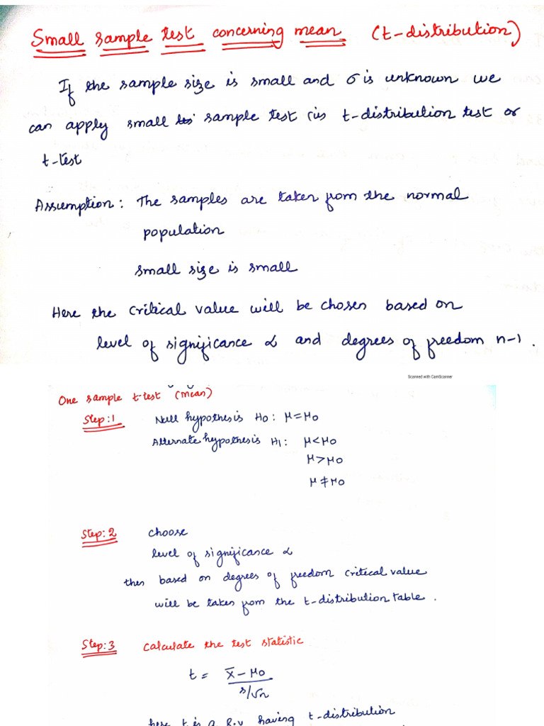 Small Sample Tests - Class 1 | PDF