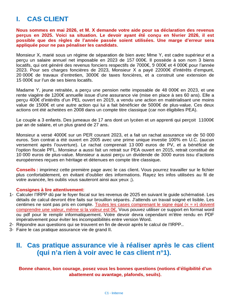 Examen IRPP 2026 Sur Rev 2025 | PDF | Impôts | Impôt sur le revenu