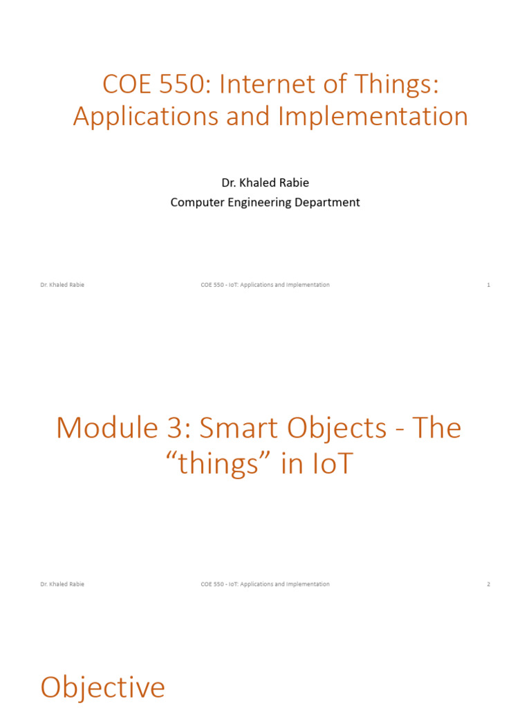 COE550 Module 3 Smart Objects The Things in IoT | PDF