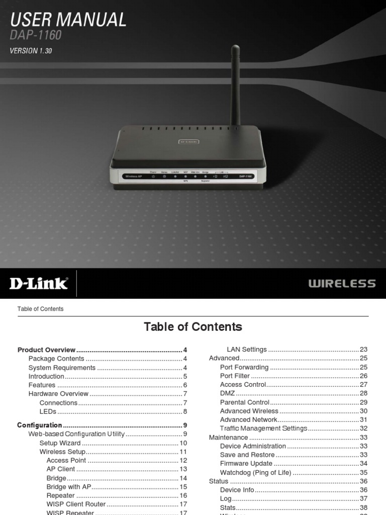 Dlink dap-1160 Manual v1.30 | Wireless Lan | Ip Address