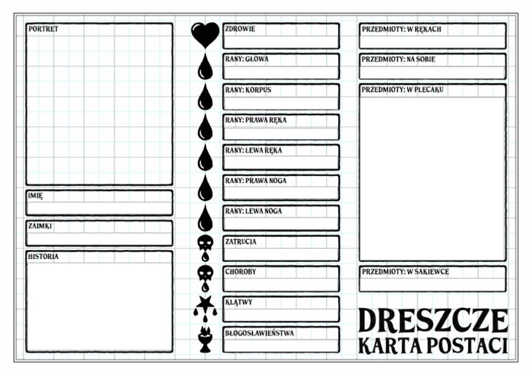 Dreszcze - Karta Postaci Edytowalna | PDF