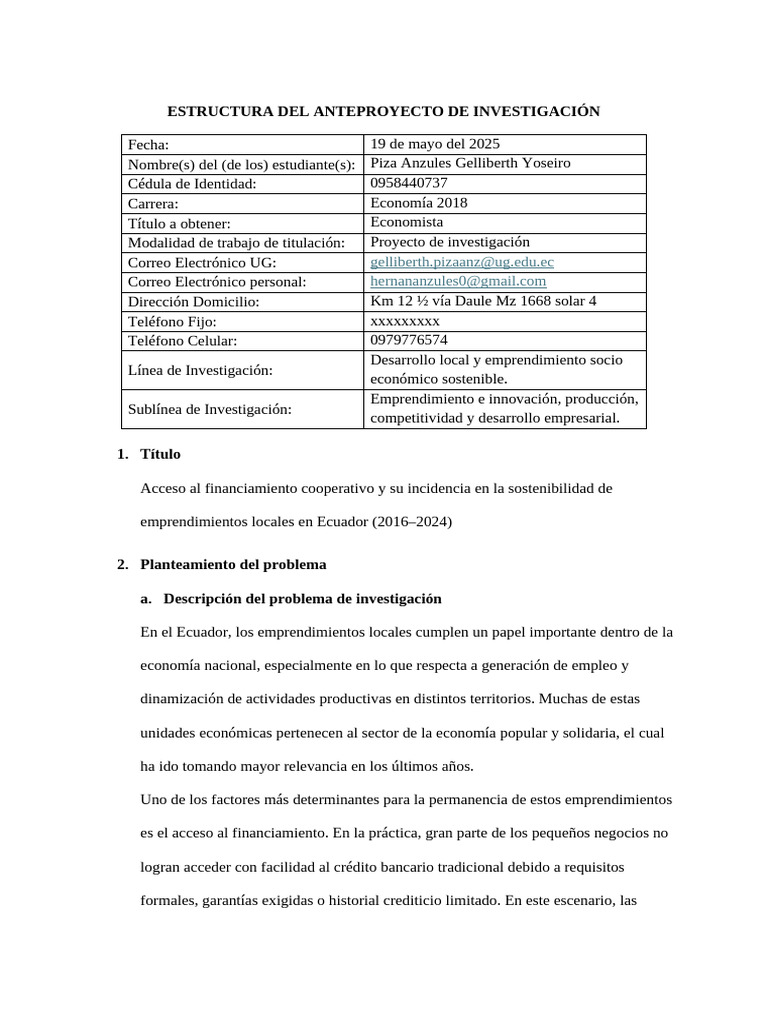 Estructura Del Anteproyecto de Investigación | PDF