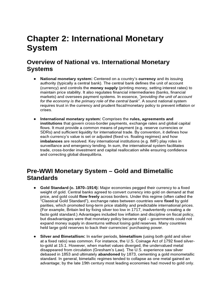 Chapter 2 - International Monetary System | PDF