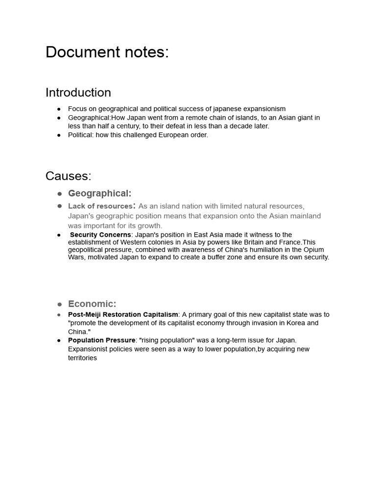 Jacob DENG - Document For Notes | PDF | Japan | Imperialism