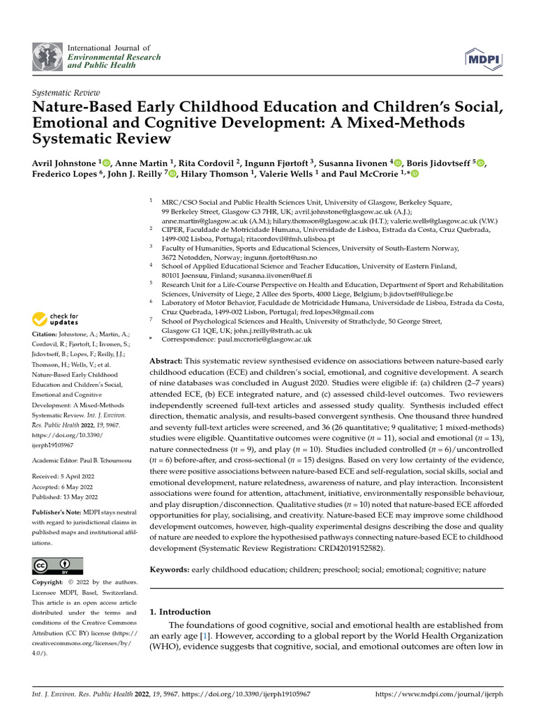 Nature-Based Early Childhood Education | PDF | Systematic Review | Meta ...