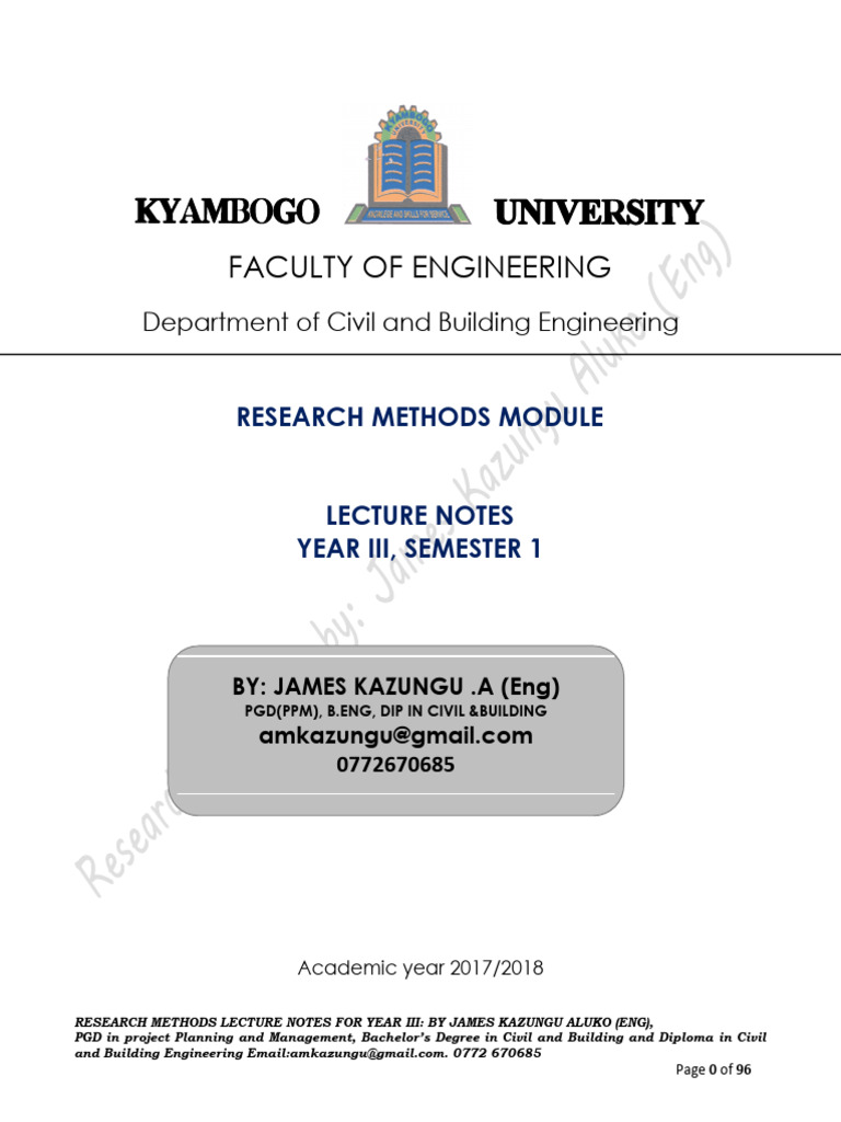 Research Methods For Civil Engineers Volume 1 | PDF