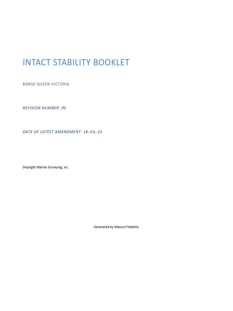 Intact Stability Booklet | PDF | Ships | Watercraft