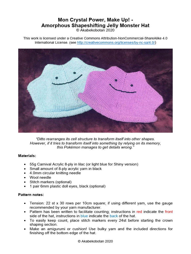 Amorphous Shapeshifting Jelly Monster Hat | PDF