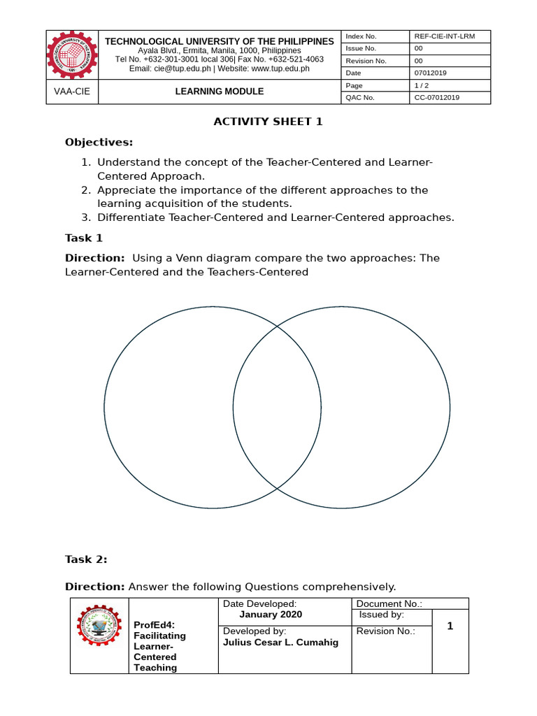 Activity Sheet 1 | PDF