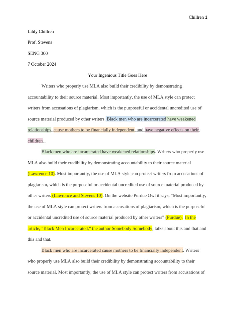 Sample MLA Formatted Template | PDF