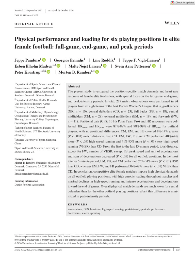 Scandinavian Med Sci Sports - 2021 - Panduro - Physical Performance and ...