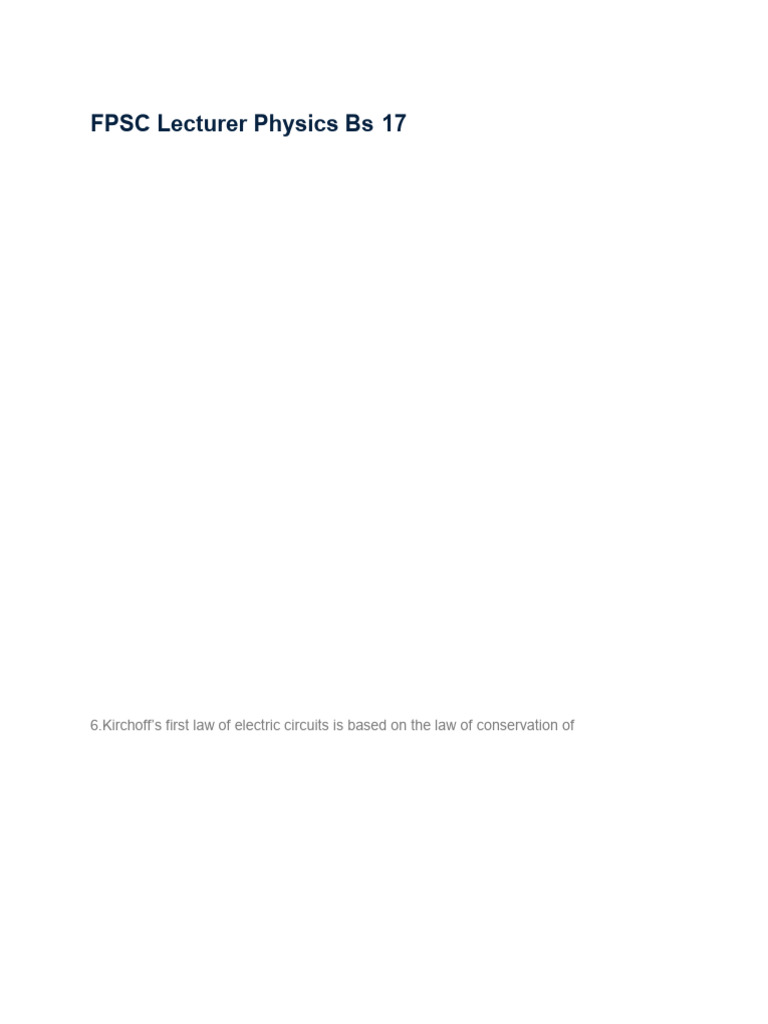 FPSC Lecturer Physics Bs | PDF