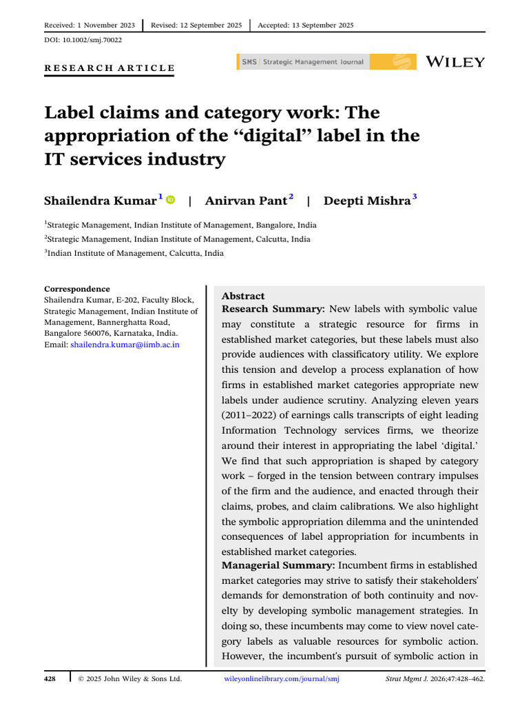 Label Claims and Category Work The Appropriation o | PDF
