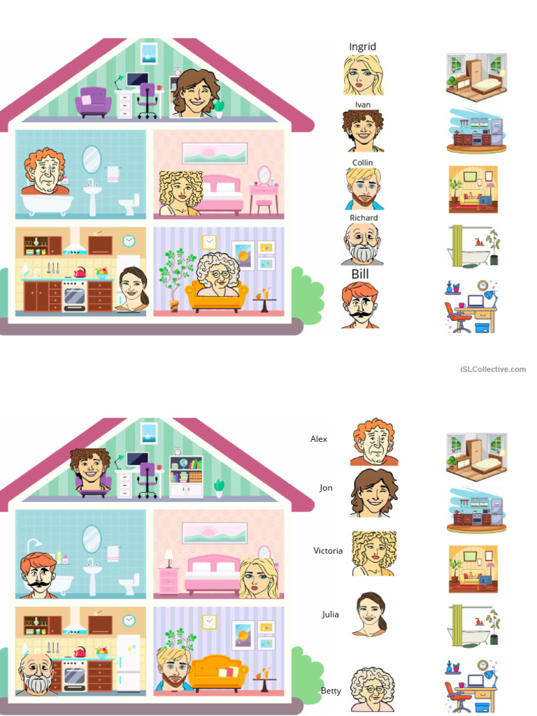 Worksheet To Practice Rooms in The House and Basic Activities | PDF