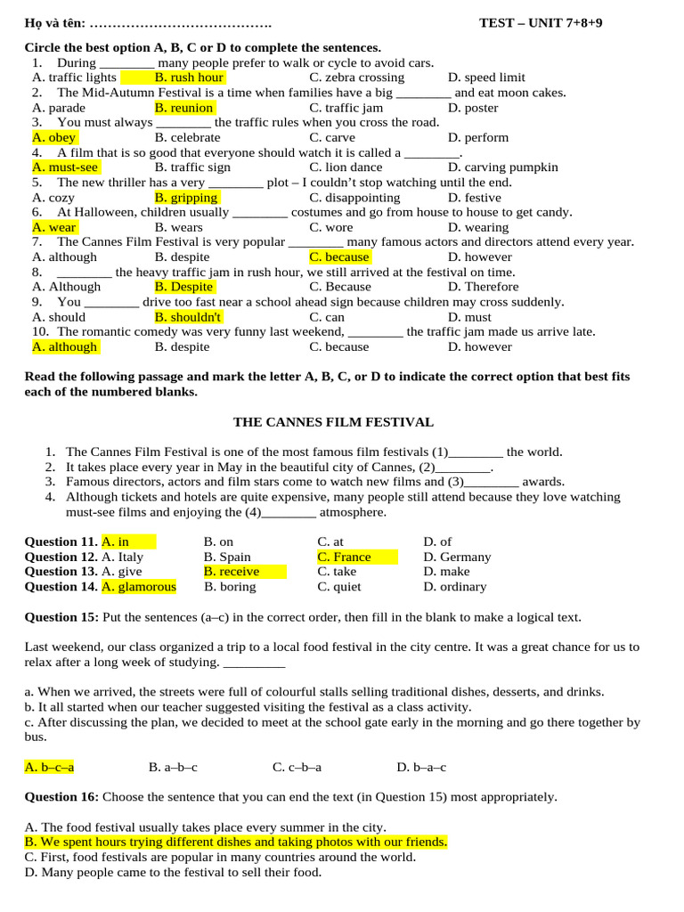 Unit 7 8 9. Test - 2 | PDF