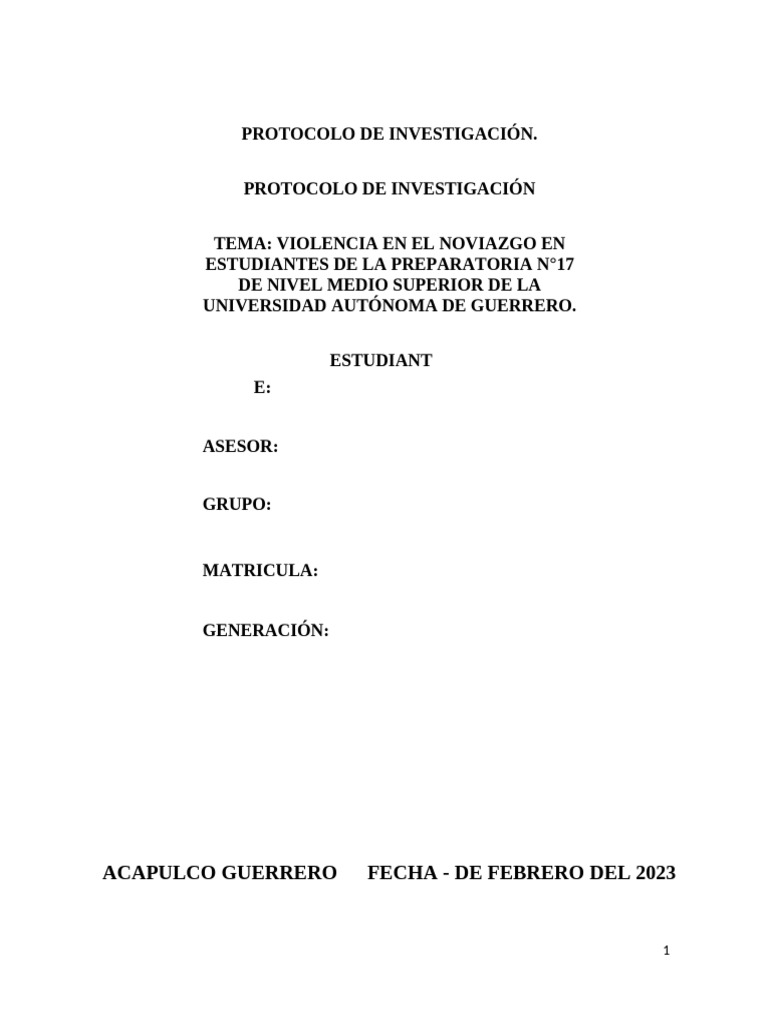 Protocolo Violencia en El Noviazgo | PDF