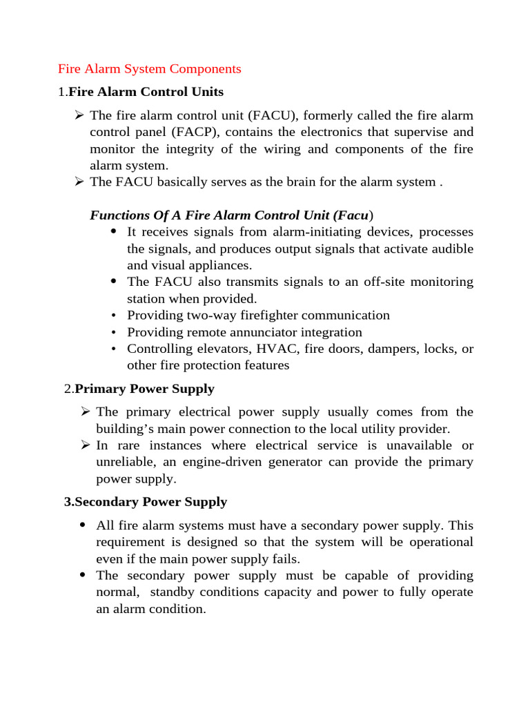 Fire Alarm System Components-1 | PDF | Electrical Engineering | Electricity