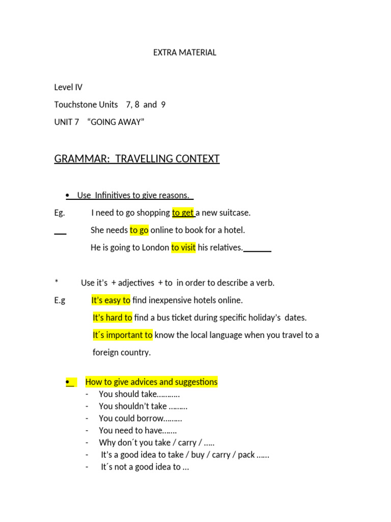 Extra Material Touchstone 2B Units 7, 8 and 9 | PDF | Semantic Units ...