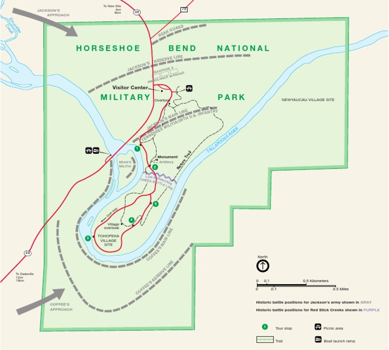 Park Map of Horseshoe Bend National Military Park PDF