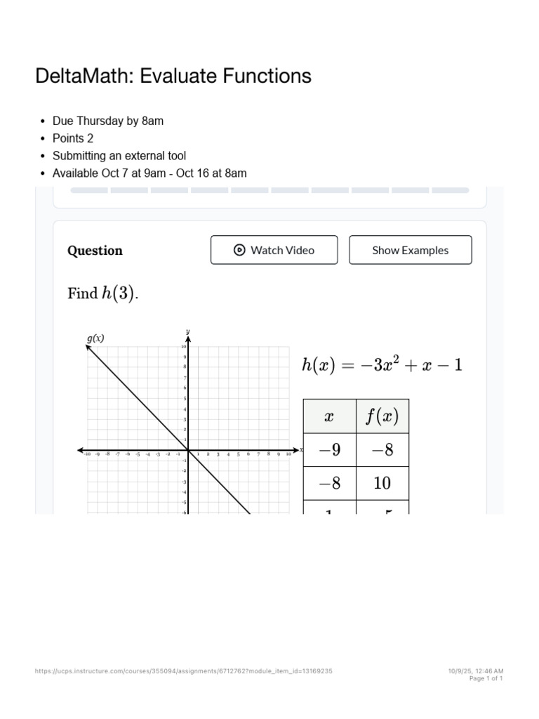 DeltaMath - Evaluate Functions | PDF