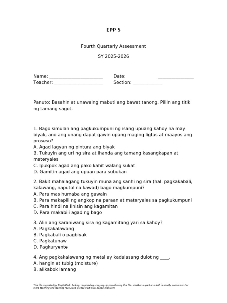 EPP Assessment | PDF