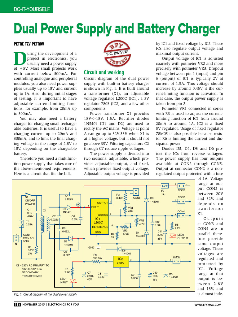 118-119 - DIY - Nov-15 - Dual Power Supply and Battery Charger | PDF