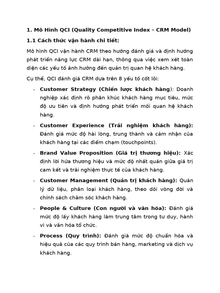 Mô Hình Qci Vs CRM | PDF