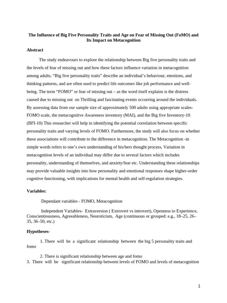 Personality and FOMO | PDF