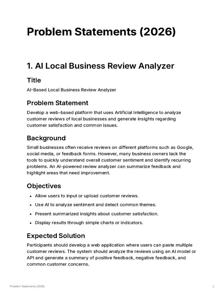 Problem Statements (2026) | PDF | Artificial Intelligence ...