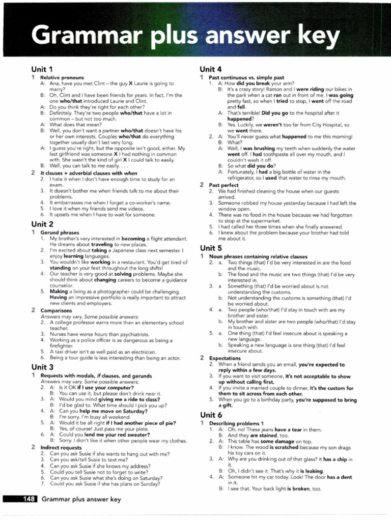 INTERCHANGE 5th Ed 3 Unit Grammar PlusKey | PDF