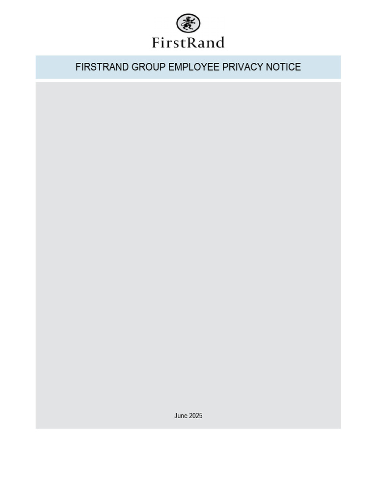 FirstRand Group Employee Privacy Notice | PDF