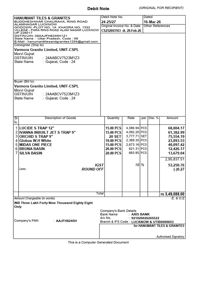 VM Debit Note 6 | PDF