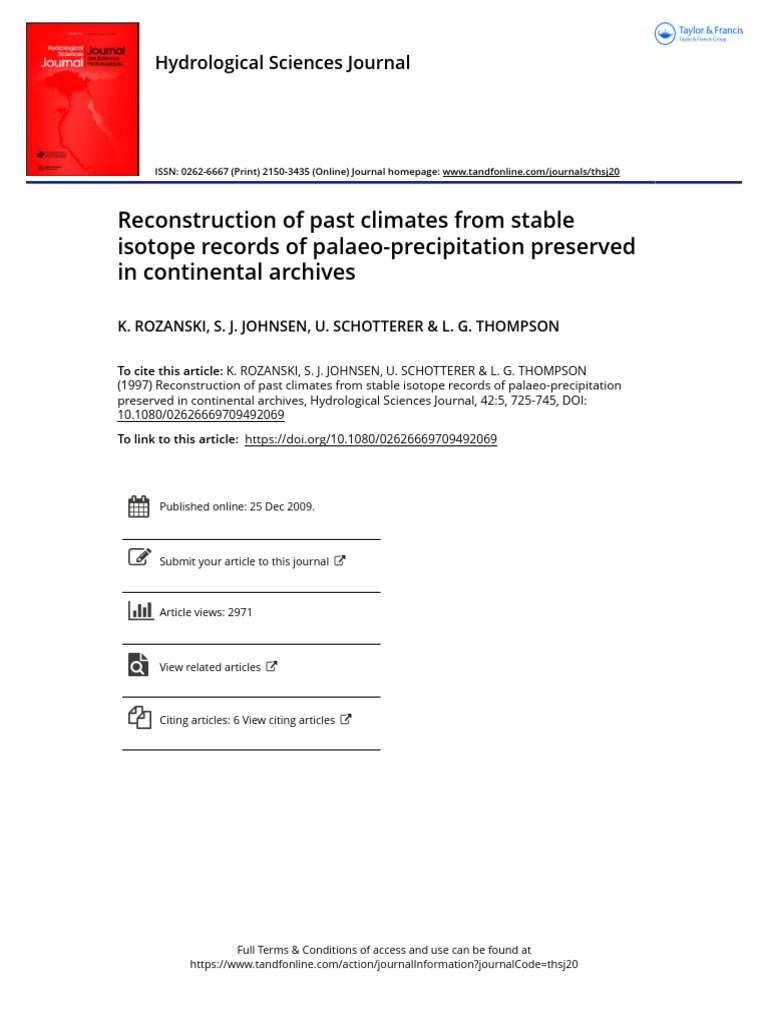 Reconstruction of Past Climates From Stable Isotope Records | PDF