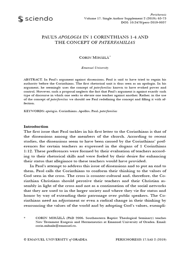 Paul's Apologia in Corinthians | PDF