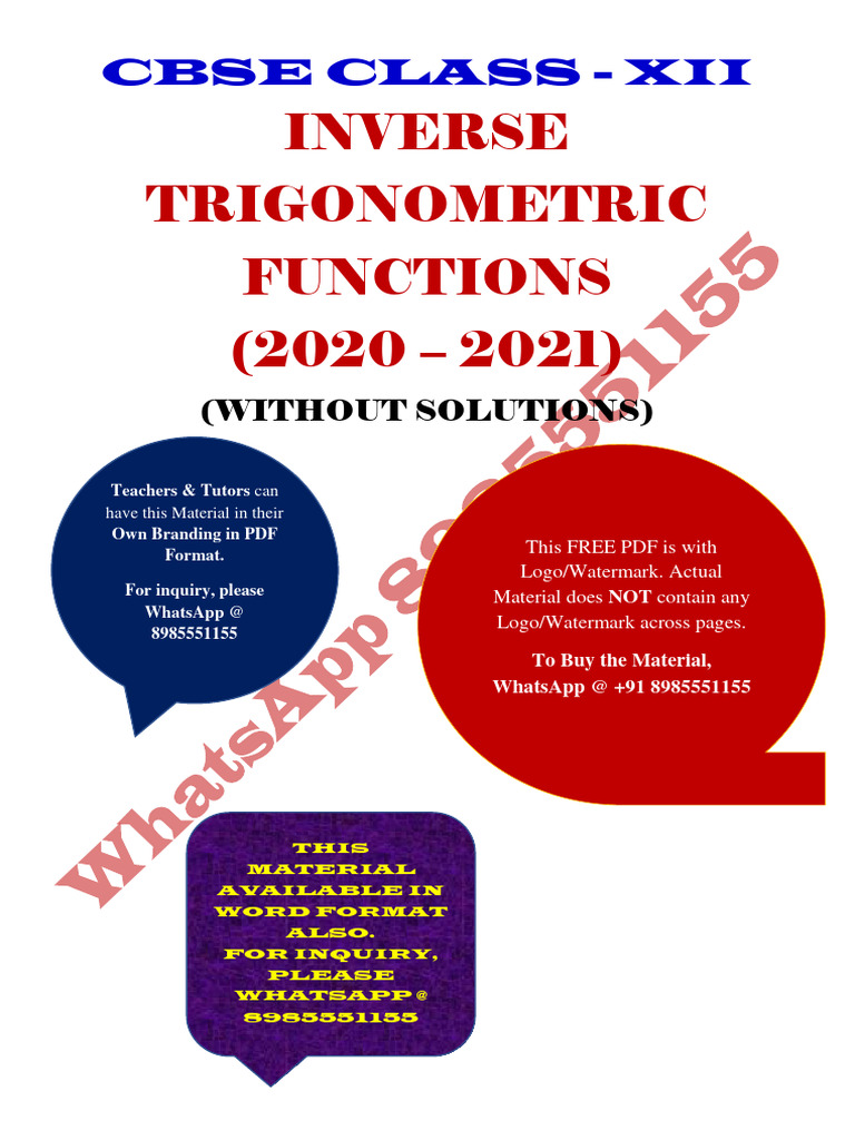 Inverse Trigonometric Functions 1 | PDF