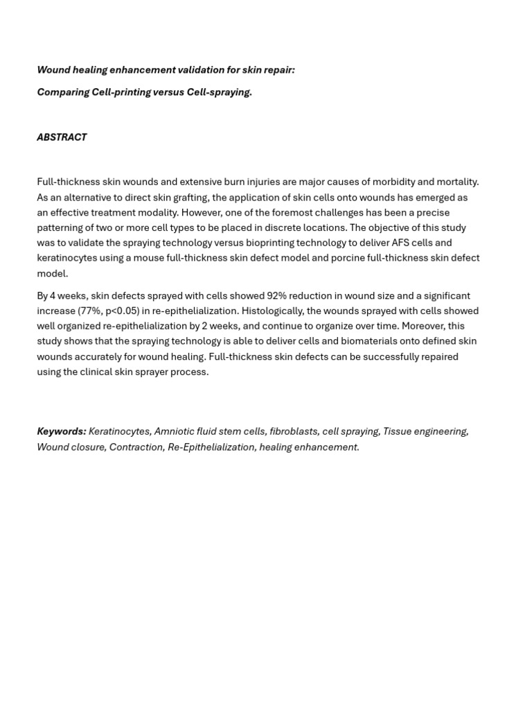 Wound Healing Enhancement Validation For Skin Repair | PDF