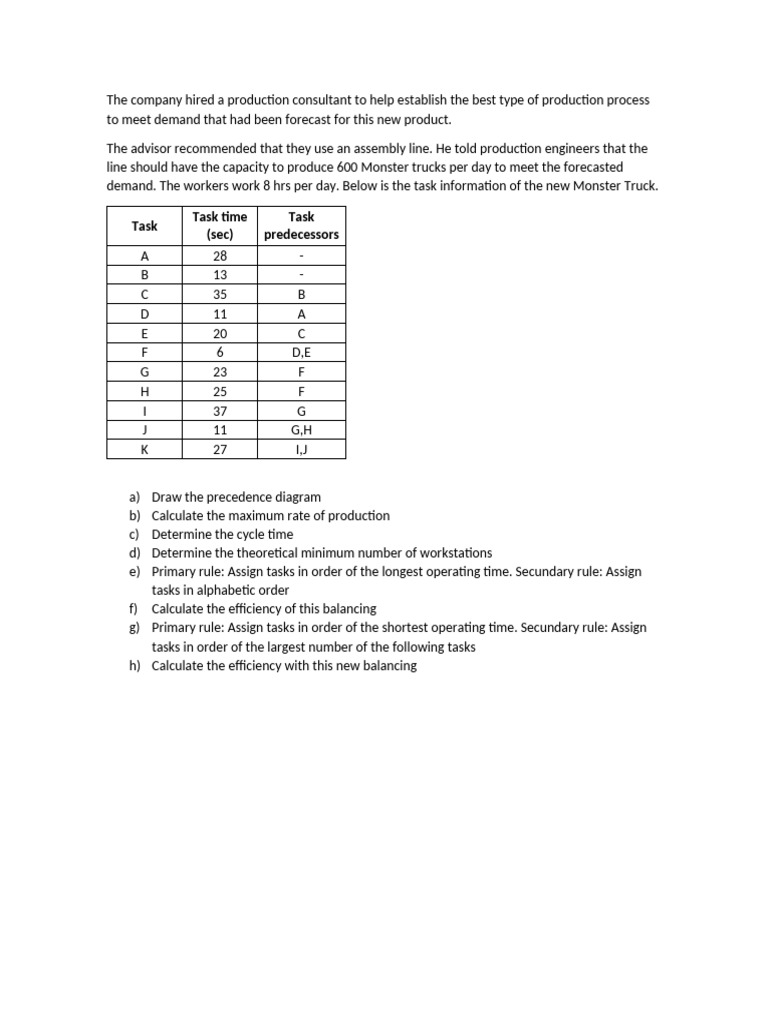 Homework Line Balancing | PDF