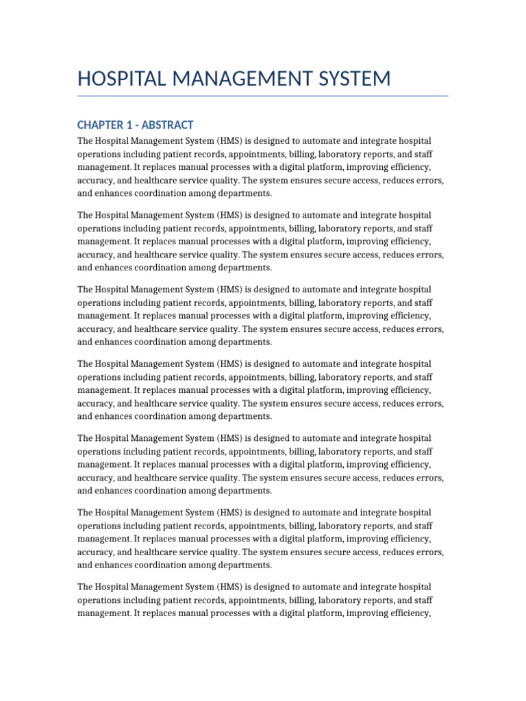 Hospital Management 20 Pages | PDF