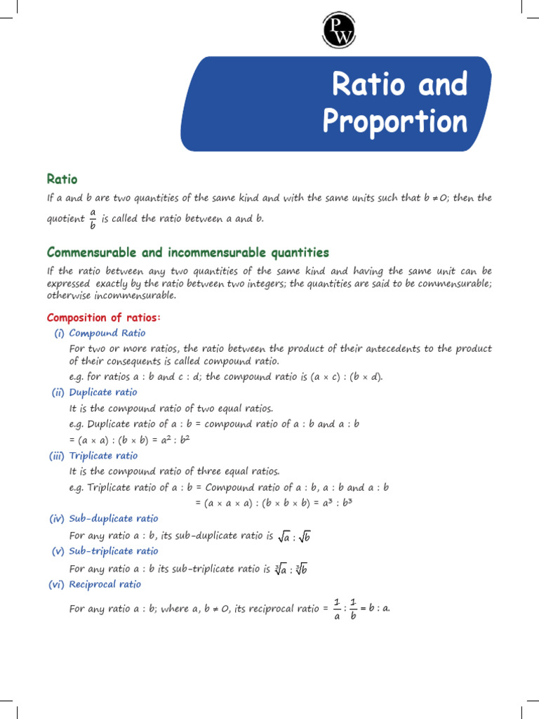 Mathematics - Ratio and Proportion Handwritten Notes & CYQs Legend 2026 ...