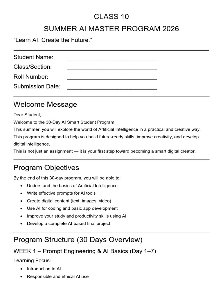 Summer AI Master Program 2026 | PDF | Artificial Intelligence ...