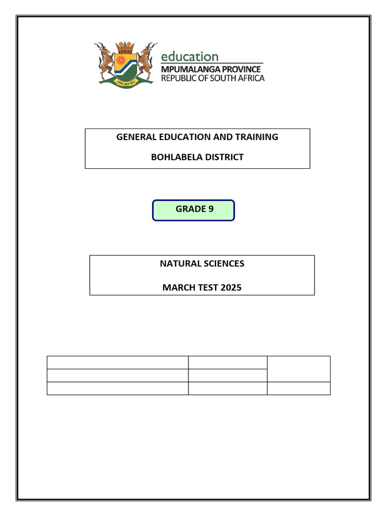 Grade 9 March Test 2025 | PDF