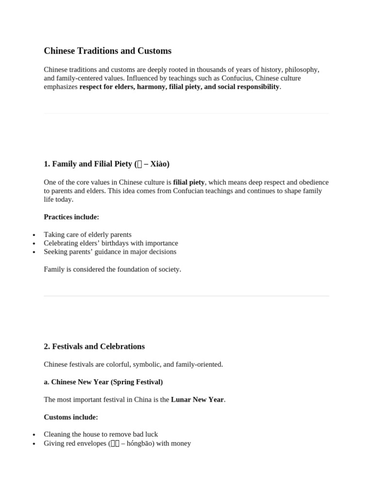 Chinese Traditions and Customs | PDF